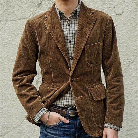 Mens Corduroy Retro Blazer Coat Slim Formal One Button Casual Suit ...