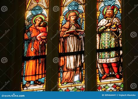 Holy Picture Decorated Window in a Church in the Czech Republic - Religion Christianity ...