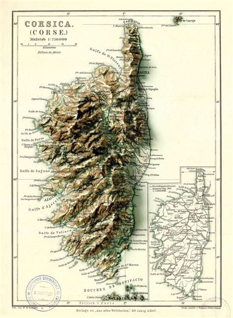 Corsica Map Corsica Relief Map Corse Map Corsica Old Map - Etsy India