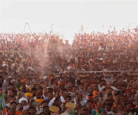 PM Modi addresses a high-spirited crowd gathered at a public meeting in ...