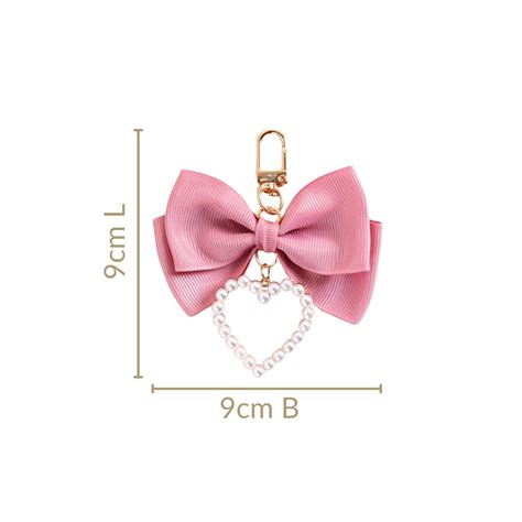 Pink Bow And Pearl Heart Cute Keychain Online - Premium Keychain | Nestasia