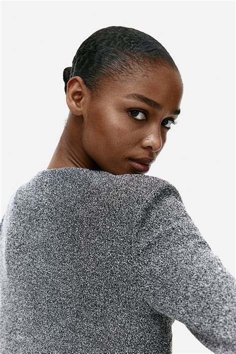 Shoulder-Pad Cardigan - Black melange - Ladies | H&M US