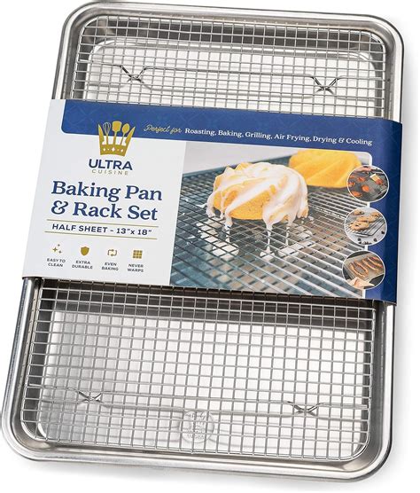Amazon.com: Ultra Cuisine Aluminum Baking Sheet with Stainless Steel ...