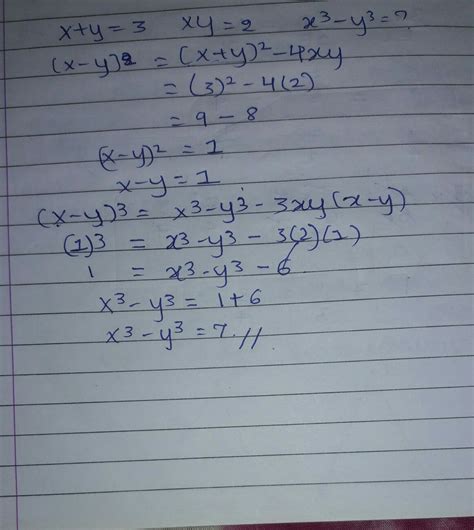 If x+y=3 and xy=2,then the value of x^3-y^3 is equal to - Brainly.in