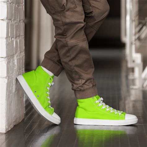 Neon Lime Green Men’s High Top Canvas Shoes / Converse Style - Etsy Canada