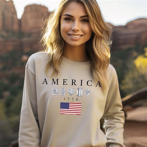 AMERICAN FLAG 1776 SWEATSHIRT Womens Patriot Sweatshirt Usa Sweater ...