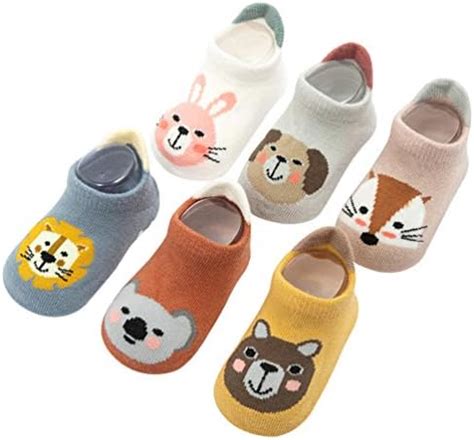 Buy 6Pairs Baby Non Slip Grip Ankle Socks with Non Skid Soles for ...