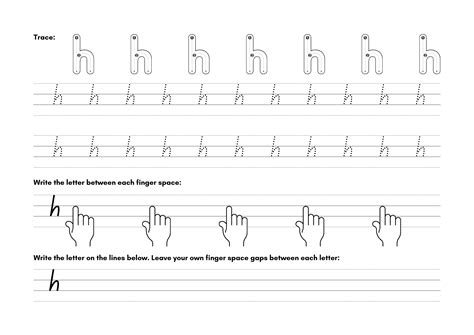 Letter h Finger Spacing Worksheet - Download & Print Now!