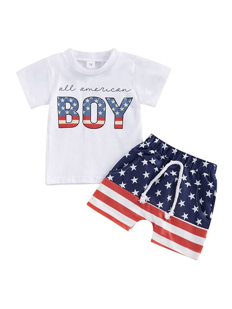 Bagilaanoe 4th of July Clothes for Toddler Baby Boys Short Sleeve ...