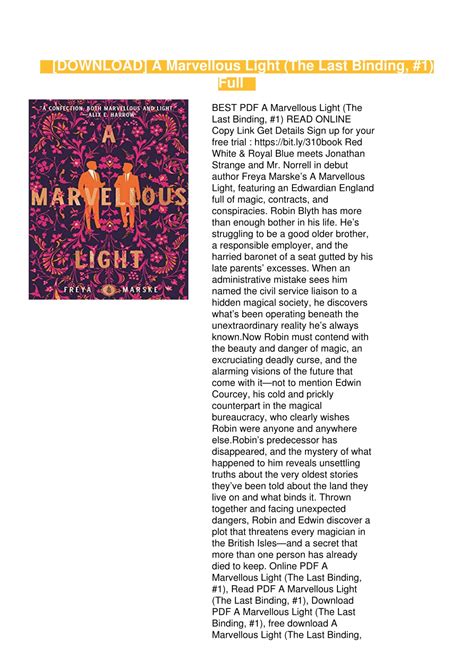 PPT - [DOWNLOAD] A Marvellous Light (The Last Binding, #1) Full ...