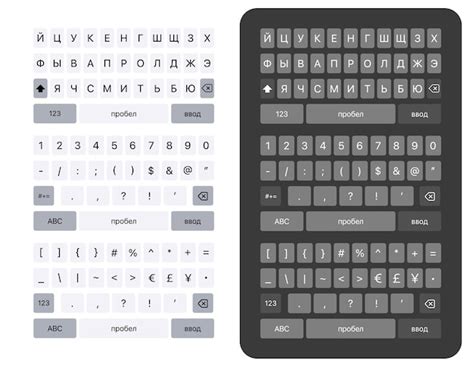 Русская клавиатура темный свет Мобильная клавиатура | Премиум вектор