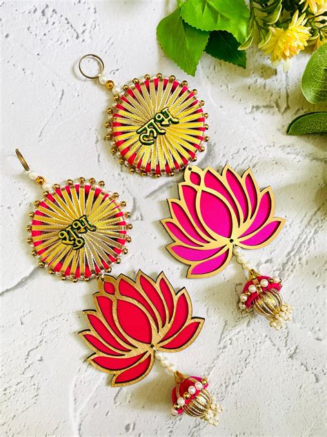 Lotus shubh labh hanging set – Madhurya Rakhi