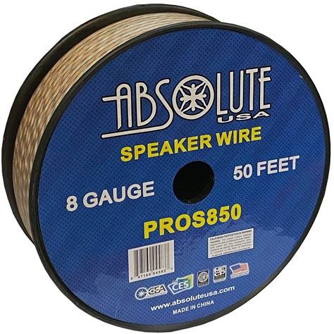 Absolute USA PROS850 8 Gauge Speaker Wire50' 8 Gauge PRO PA DJ Car Home ...