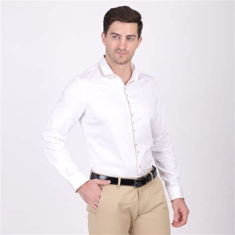 COTTON BLEND GOLDEN PIPING PARTY SHIRT WHITE – Pier Seven