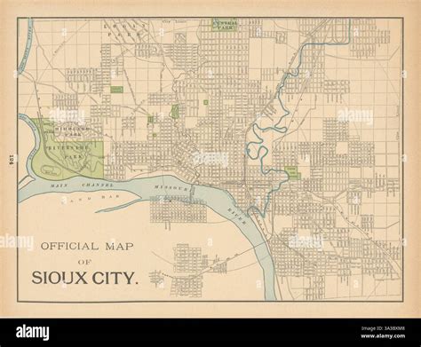 Official Map of Sioux City town plan. Iowa. CRAM 1894 old antique chart Stock Photo - Alamy