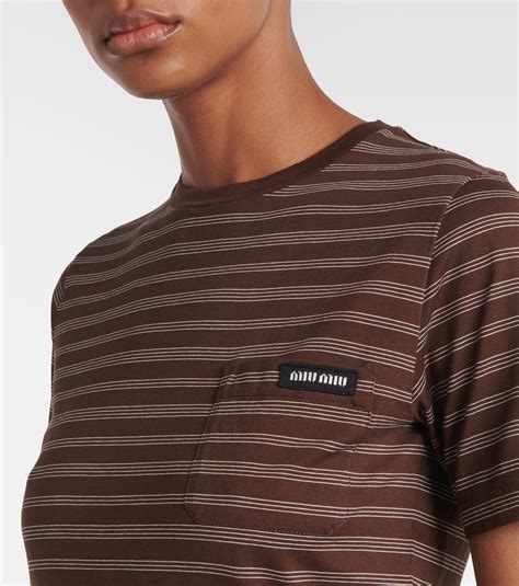 Cotton T-shirt in brown - Miu Miu | Mytheresa