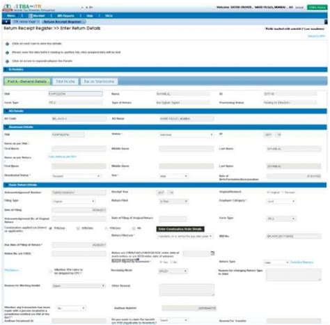 Functionality for processing of E- filed Income Tax returns (upto AY ...