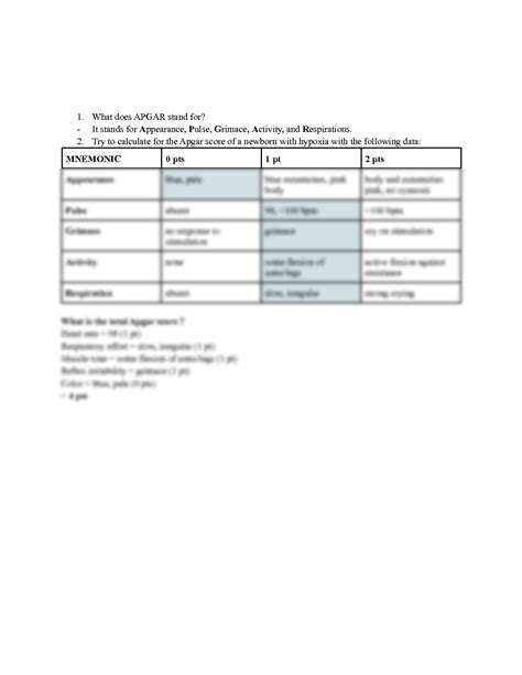 SOLUTION: What Does Apgar Stand for Study Notes - Studypool