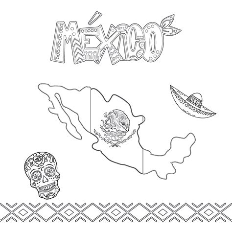 Printable Mexican Flag Coloring Page | Coloring Pages Mimi Panda