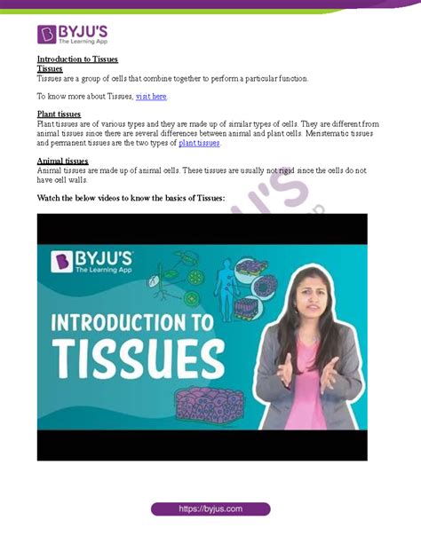 CBSE Class 9 Science Notes: Introduction to Tissues - Studocu