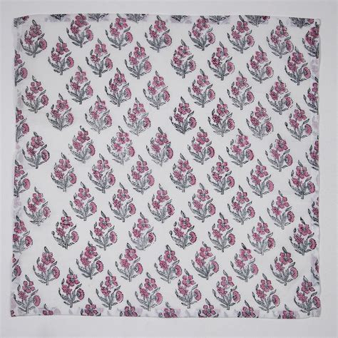 Light Pink Floral Printed Pure Cotton Table Napkins Online DMAASA.in
