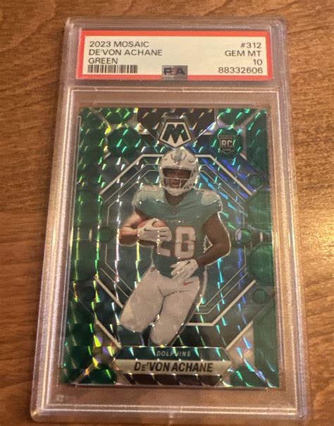 De'Von Achane 2023 Panini Green Mosaic Prizm Rookie Card #312 PSA 10 ...
