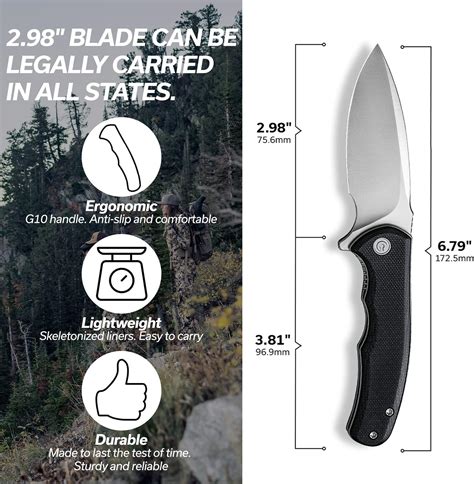 Buy CIVIVI Mini Praxis Folding Pocket Knife, 2.98 D2 Steel Blade G10 Handle Small EDC Knife with ...