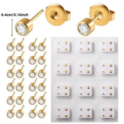 12 Pairs/Set Minimalist Dual-Tone Gold & Silver Iron Ear Piercing Studs ...