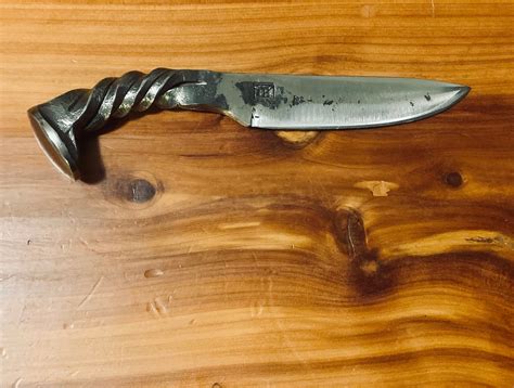 Railroad Spike Knife Chiseled Twist Handle Hand Forged Rustic | Etsy