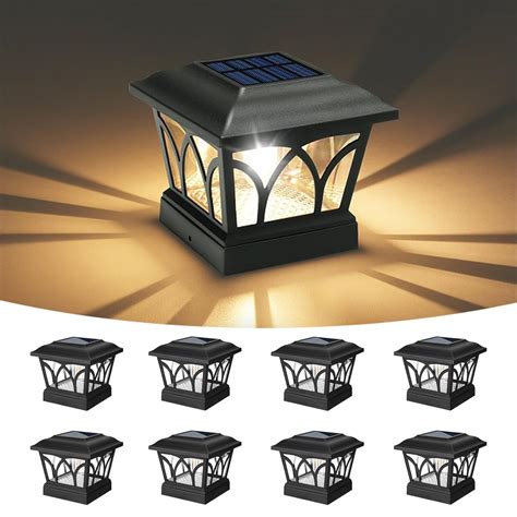 VOLISUN Solar Post Cap Lights Outdoor 8Pack, with Edison LED Bulbs, 2 ...