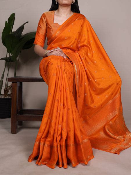 Orange Premium Roop Silk Saree with Zari Weaving Work