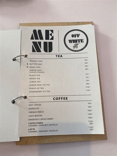 Menu at OFF WHITE ( A Quality Street Cafe ), Udaipur