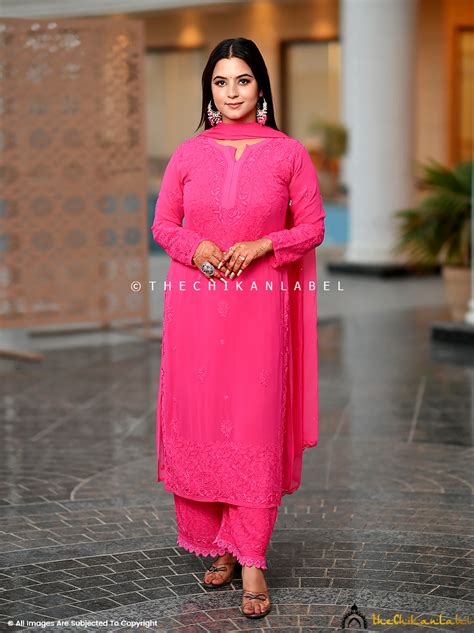 Nida Viscose Chikankari Straight Kurta Set|The Chikan Label