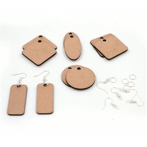 IVEI DIY MDF Earrings Wood Sheet Craft - MDF Cutouts Basic Shape ...