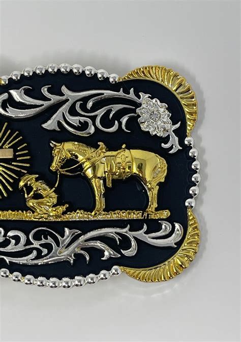 Western Belt Buckle Cowboy Praying Belt Buckle American West USA Belt ...
