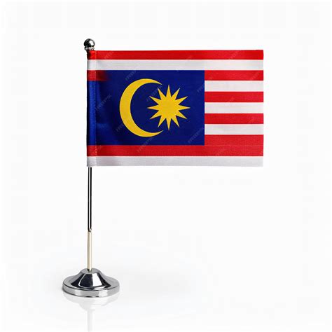 Malaysia flag on stand white background studio image | Premium AI ...