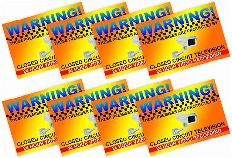CVANU Warning Sign Sticker for CCTV Security Camera (Pack 8) CV-12 ...