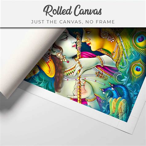 FineArts Canvas Painting - Radha Krishna Peacock Feather | SkinsLegend