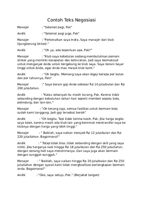 Contoh Soal Teks Negosiasi Essay