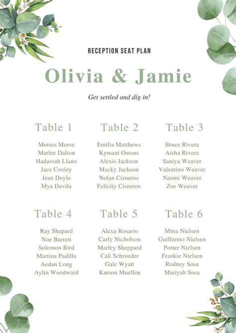 Online Seating Chart Template