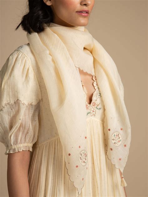 Lazy Daisy Scarf: Buy Embroidered Cotton Scarf Online