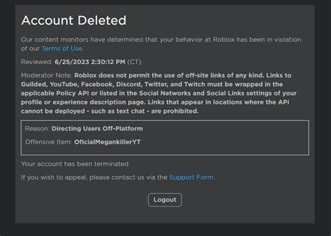 Roblox banned me for using "YT" in username. (1, ban picture. 2, what i ...