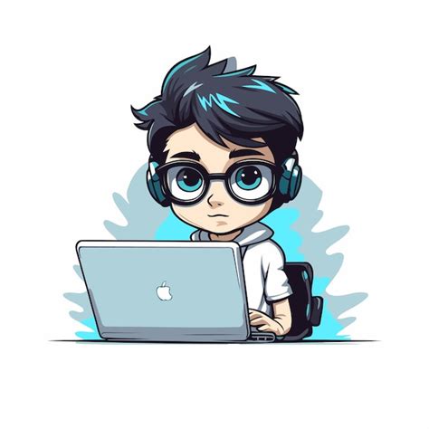 Boy Using Computer Cartoon 的图像结果