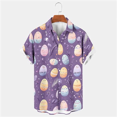 Njoeus Men's Easter Shirts Fashion Funny Eggs Print Graphic Tees Big ...