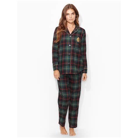 Lyst - Lauren By Ralph Lauren Plaid Cotton Pajama Set in Green