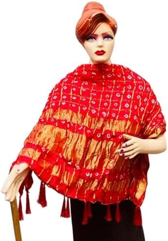 Buy Red & Gold - Toned Dyed Art Silk Bandhani Dupatta With Zari Work ...