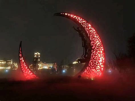 园林不锈钢景观月亮雕塑发光艺术小品设计到制作_高端金属制品-站酷ZCOOL