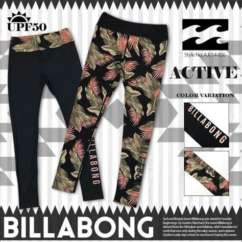 AJ014-856 ビラボン レギンス レディース 人気ブランド サーフィン ヨガ ランウォーキング ジム 黒 ボタニカル柄 M L ...
