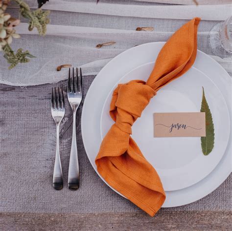 Burnt Orange Linen Cloth Napkins. Thanksgiving Linen Dinner Napkins ...