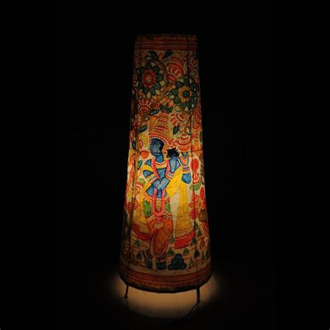 Handmade Leather Puppetry Lampshades - Sri Krishna and Floral Motifs ...